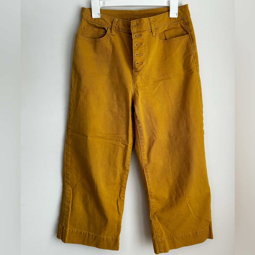 High Waisted Women’s Mustard Cargo Pants Wide Leg Size 10